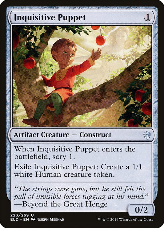 This Is An Image Of The Magic The Gathering Card Inquisitive Puppet From The Set Throne of Eldraine - Designed By Artist Joseph Meehan