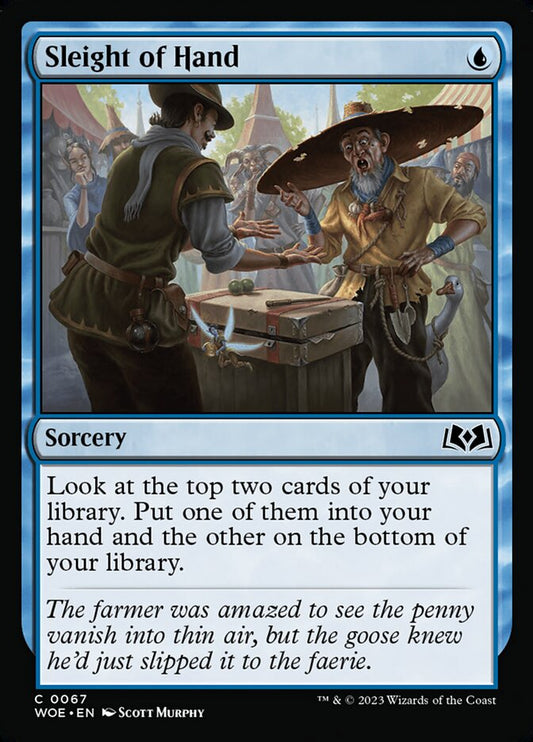 This Is An Image Of The Magic The Gathering Card Sleight of Hand From The Set Wilds of Eldraine - Designed By Artist Scott Murphy