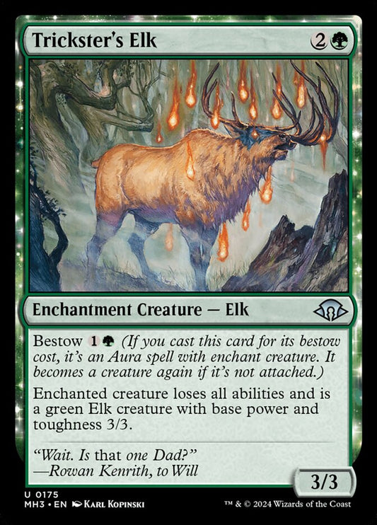 This Is An Image Of The Magic The Gathering Card Trickster's Elk From The Set Modern Horizons 3 - Designed By Artist Karl Kopinski