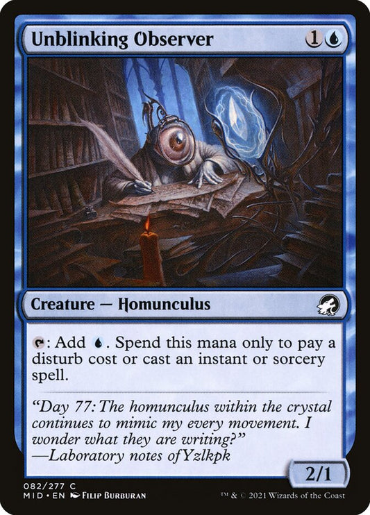 This Is An Image Of The Magic The Gathering Card Unblinking Observer From The Set Innistrad: Midnight Hunt - Designed By Artist Filip Burburan