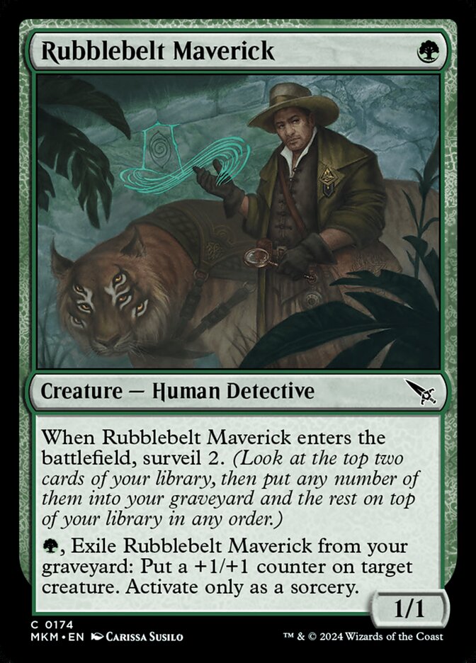 This Is An Image Of The Magic The Gathering Card Rubblebelt Maverick From The Set Murders at Karlov Manor - Designed By Artist Carissa Susilo