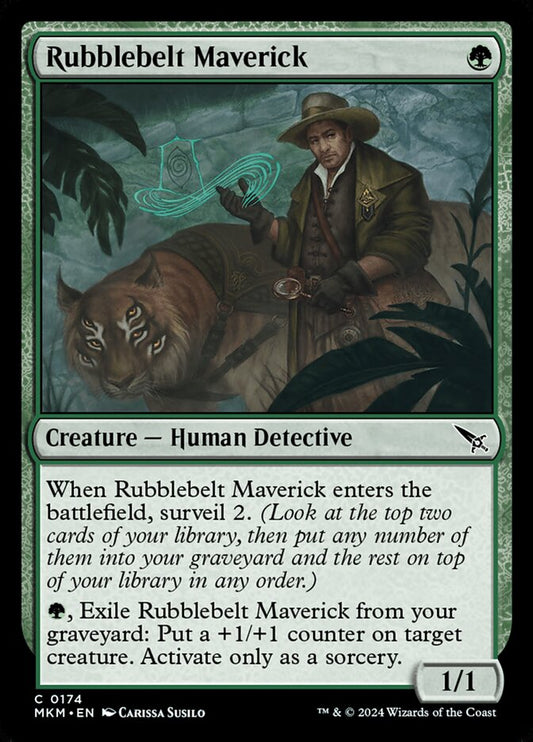 This Is An Image Of The Magic The Gathering Card Rubblebelt Maverick From The Set Murders at Karlov Manor - Designed By Artist Carissa Susilo