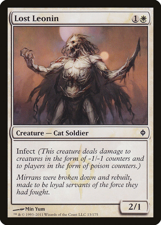 This Is An Image Of The Magic The Gathering Card Lost Leonin From The Set New Phyrexia - Designed By Artist Min Yum