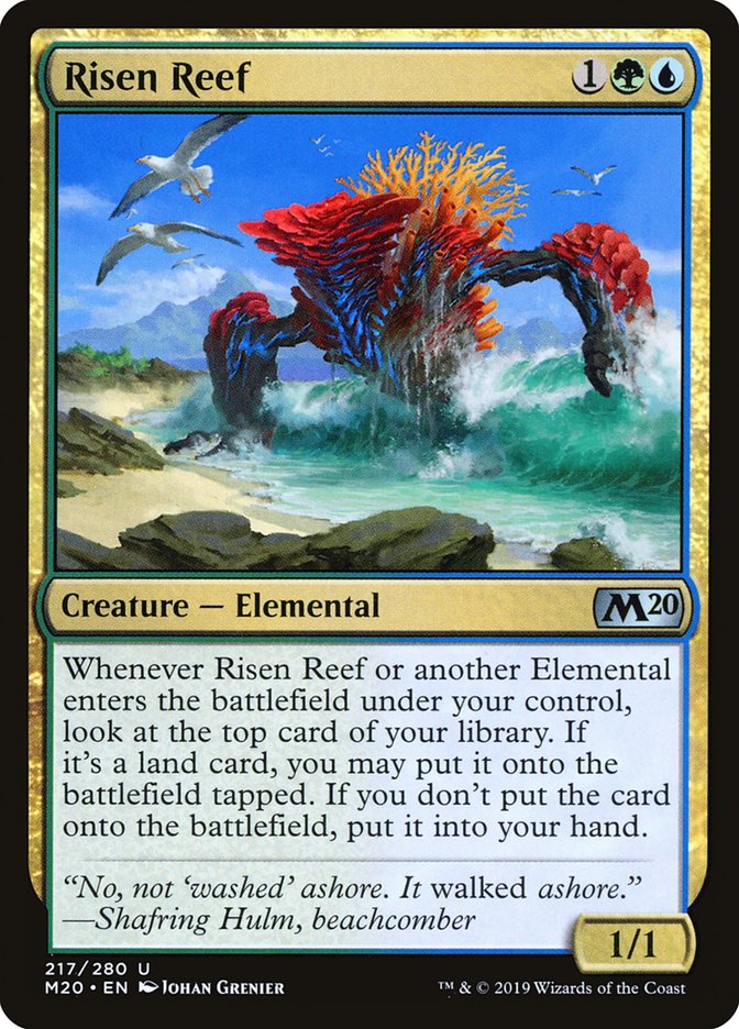 This Is An Image Of The Magic The Gathering Card Risen Reef From The Set Core Set 2020 - Designed By Artist Johan Grenier