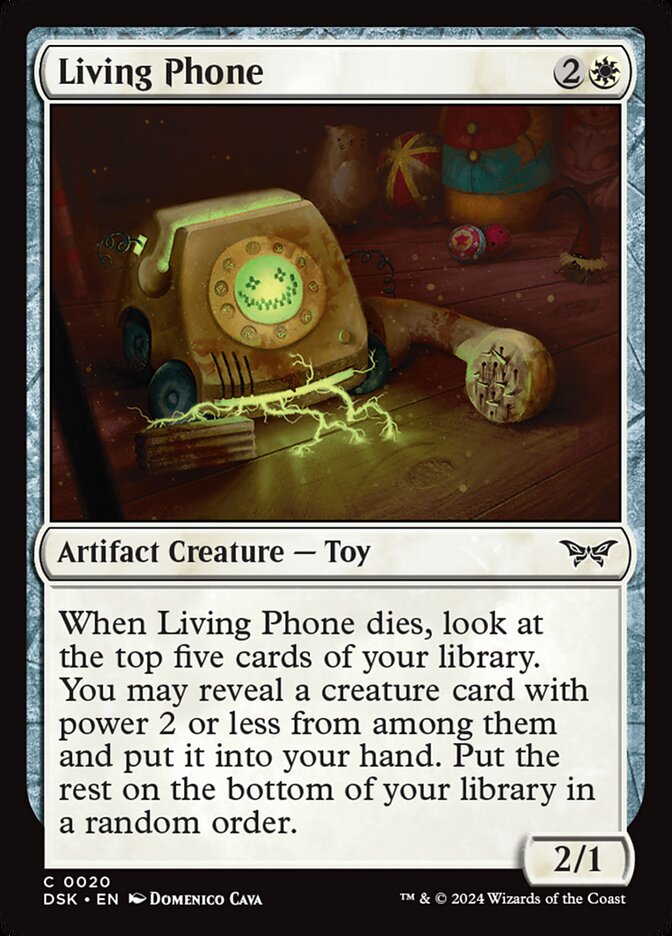 This Is An Image Of The Magic The Gathering Card Living Phone From The Set Duskmourn: House of Horror - Designed By Artist Domenico Cava