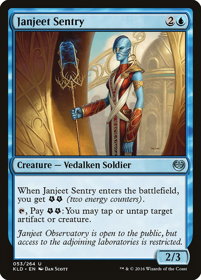 This Is An Image Of The Magic The Gathering Card Janjeet Sentry From The Set Kaladesh - Designed By Artist Dan Murayama Scott