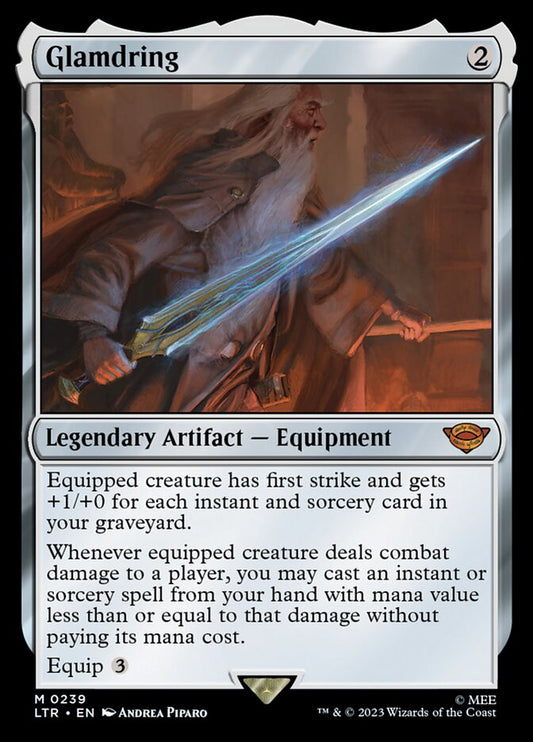 This Is An Image Of The Magic The Gathering Card Glamdring From The Set The Lord of the Rings: Tales of Middle-earth - Designed By Artist Andrea Piparo
