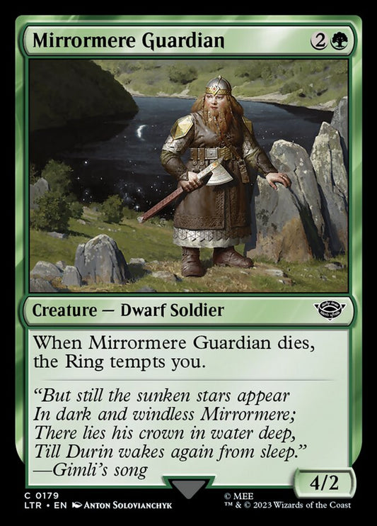 This Is An Image Of The Magic The Gathering Card Mirrormere Guardian From The Set The Lord of the Rings: Tales of Middle-earth - Designed By Artist Anton Solovianchyk