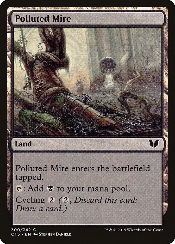 This Is An Image Of The Magic The Gathering Card Polluted Mire From The Set Dominaria Remastered - Designed By Artist Stephen Daniele