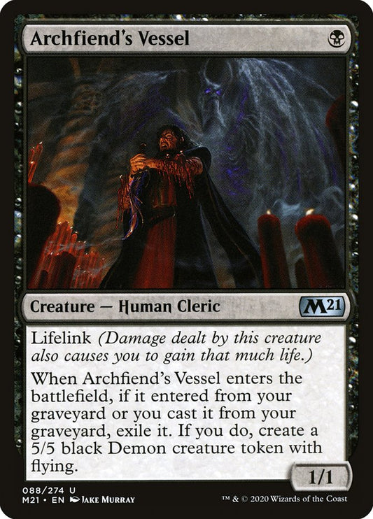 This Is An Image Of The Magic The Gathering Card Archfiend's Vessel From The Set Core Set 2021 - Designed By Artist Jake Murray
