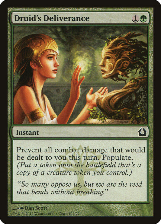 This Is An Image Of The Magic The Gathering Card Druid's Deliverance From The Set Commander 2019 - Designed By Artist Rudy Siswanto
