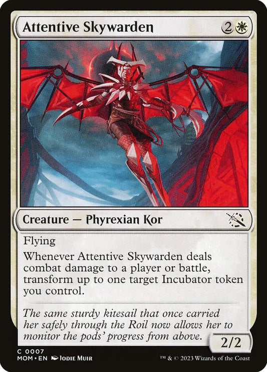 This Is An Image Of The Magic The Gathering Card Attentive Skywarden From The Set March of the Machine - Designed By Artist Jodie Muir