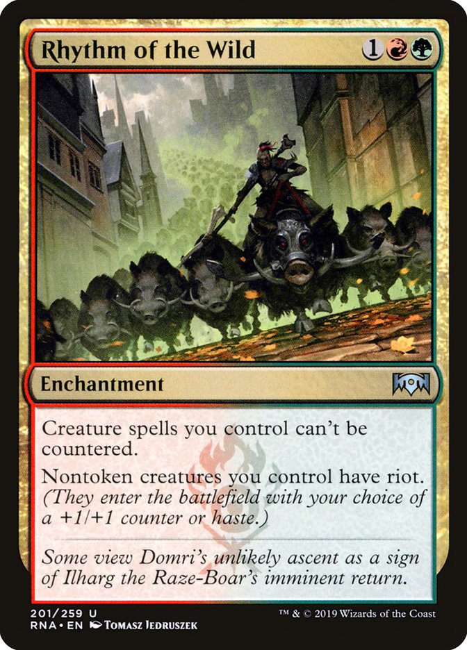 This Is An Image Of The Magic The Gathering Card Rhythm of the Wild From The Set Ravnica Remastered - Designed By Artist Maxime Minard
