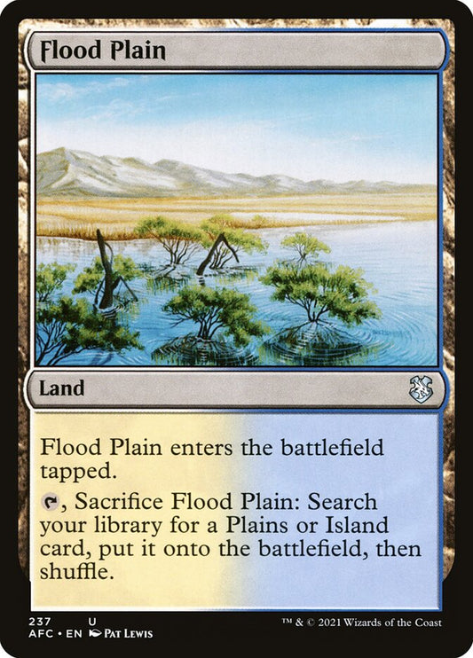 This Is An Image Of The Magic The Gathering Card Flood Plain From The Set Commander Masters - Designed By Artist Pat Lewis