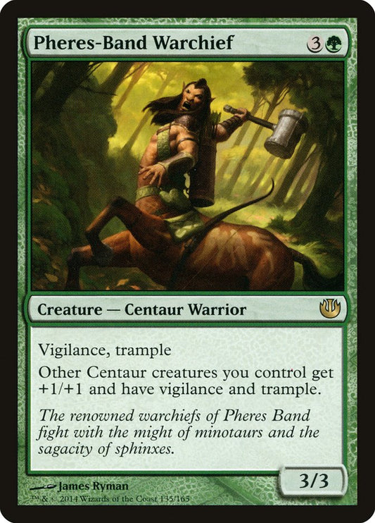 This Is An Image Of The Magic The Gathering Card Pheres-Band Warchief From The Set Journey into Nyx - Designed By Artist James Ryman