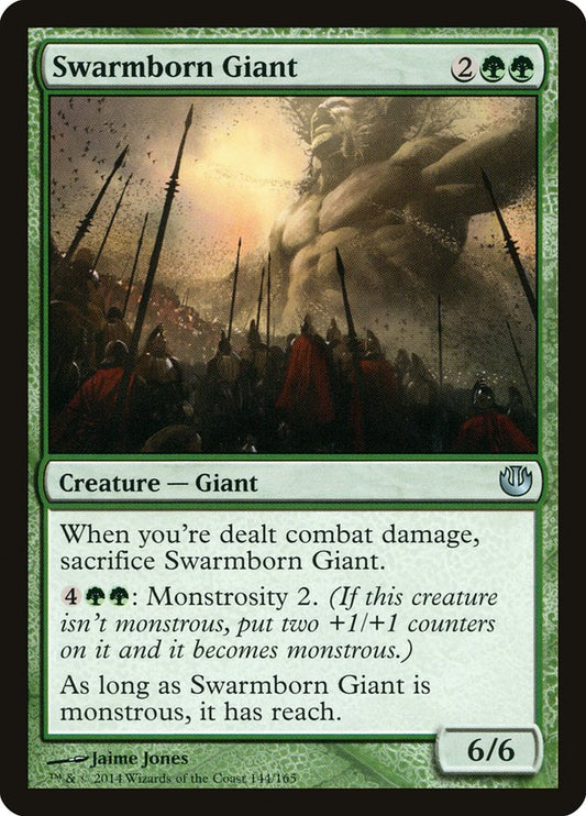 This Is An Image Of The Magic The Gathering Card Swarmborn Giant From The Set Journey into Nyx - Designed By Artist Jaime Jones