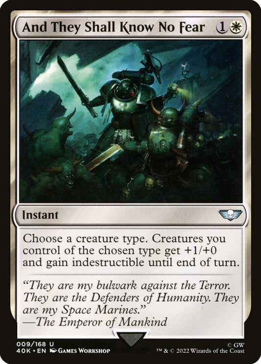 This Is An Image Of The Magic The Gathering Card And They Shall Know No Fear From The Set Warhammer 40,000 Commander - Designed By Artist Games Workshop
