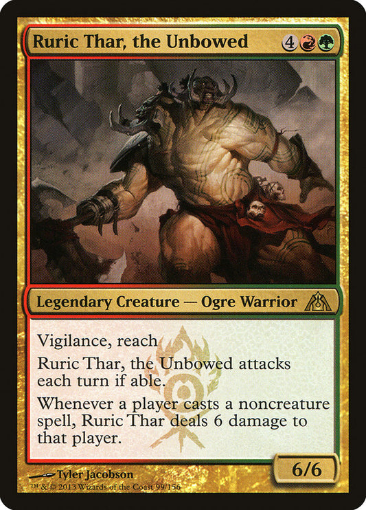 This Is An Image Of The Magic The Gathering Card Ruric Thar, the Unbowed From The Set Double Masters 2022 - Designed By Artist Tyler Jacobson
