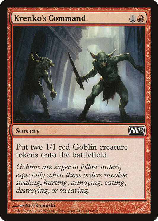 This Is An Image Of The Magic The Gathering Card Krenko's Command From The Set Ravnica: Clue Edition - Designed By Artist Lucas Graciano