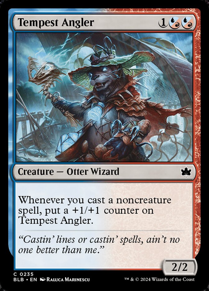 This Is An Image Of The Magic The Gathering Card Tempest Angler From The Set Bloomburrow - Designed By Artist Raluca Marinescu