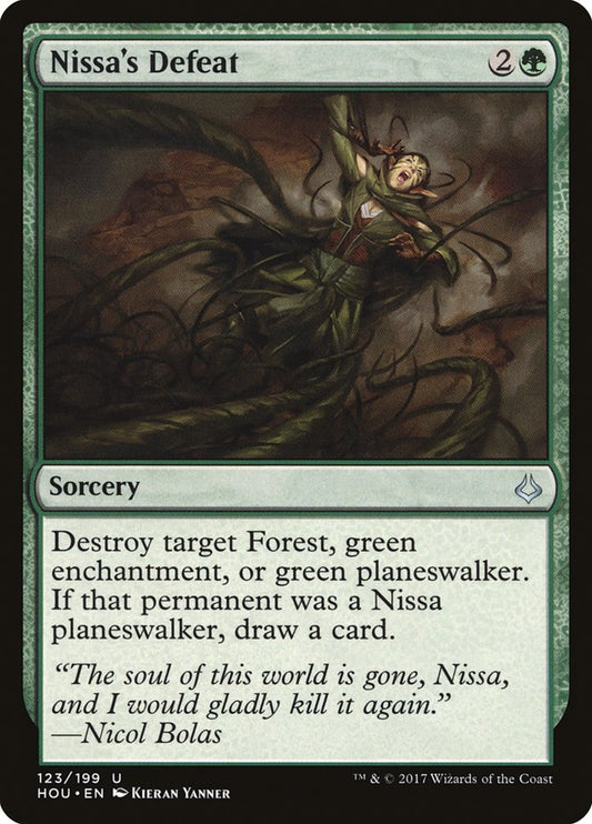 This Is An Image Of The Magic The Gathering Card Nissa's Defeat From The Set Hour of Devastation - Designed By Artist Kieran Yanner