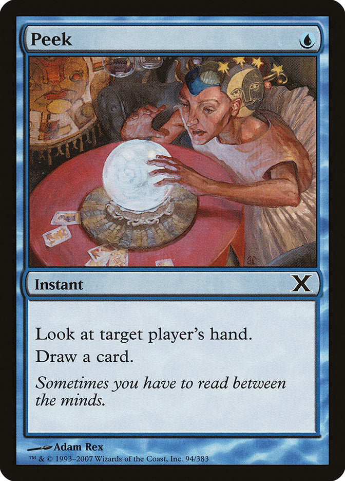 This Is An Image Of The Magic The Gathering Card Peek From The Set Tenth Edition - Designed By Artist Adam Rex