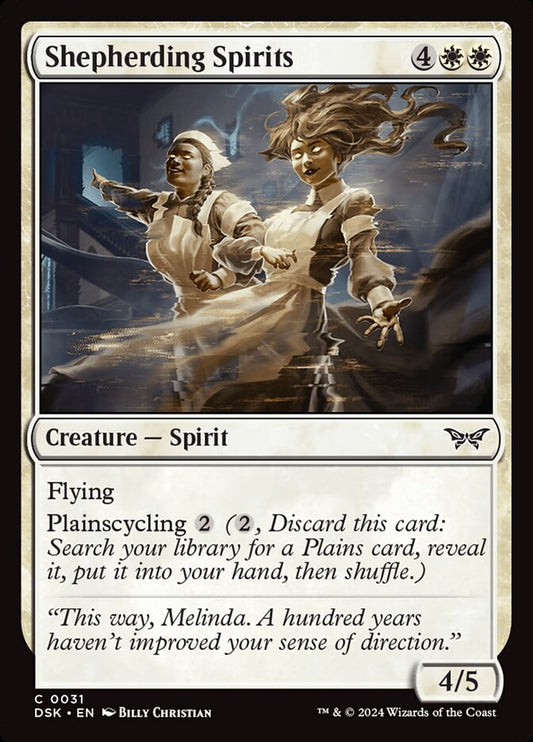 This Is An Image Of The Magic The Gathering Card Shepherding Spirits From The Set Duskmourn: House of Horror - Designed By Artist Billy Christian