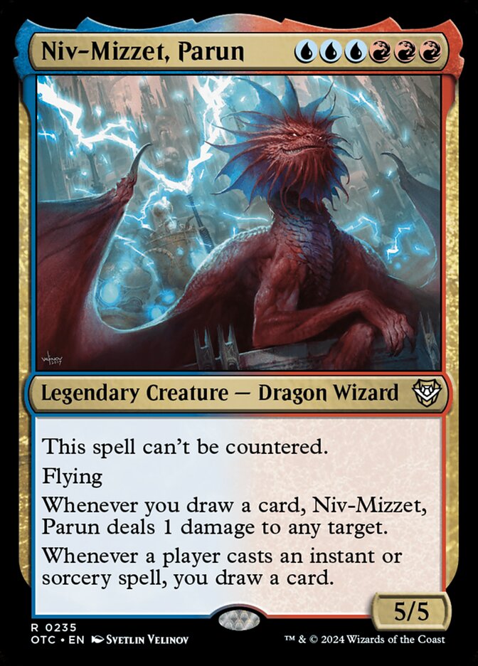 This Is An Image Of The Magic The Gathering Card Niv-Mizzet, Parun From The Set Outlaws of Thunder Junction Commander - Designed By Artist Svetlin Velinov