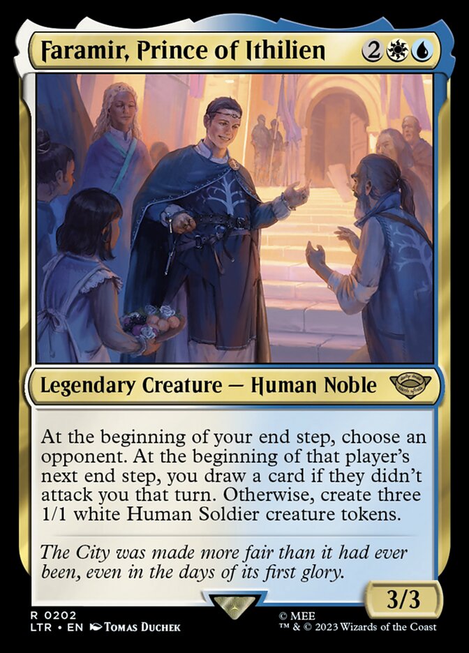 This Is An Image Of The Magic The Gathering Card Faramir, Prince of Ithilien From The Set The Lord of the Rings: Tales of Middle-earth - Designed By Artist Tomas Duchek