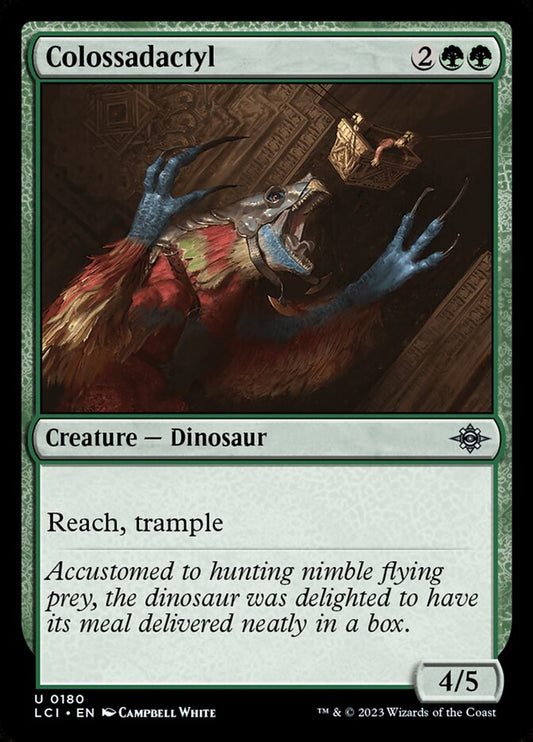 This Is An Image Of The Magic The Gathering Card Colossadactyl From The Set The Lost Caverns of Ixalan - Designed By Artist Campbell White