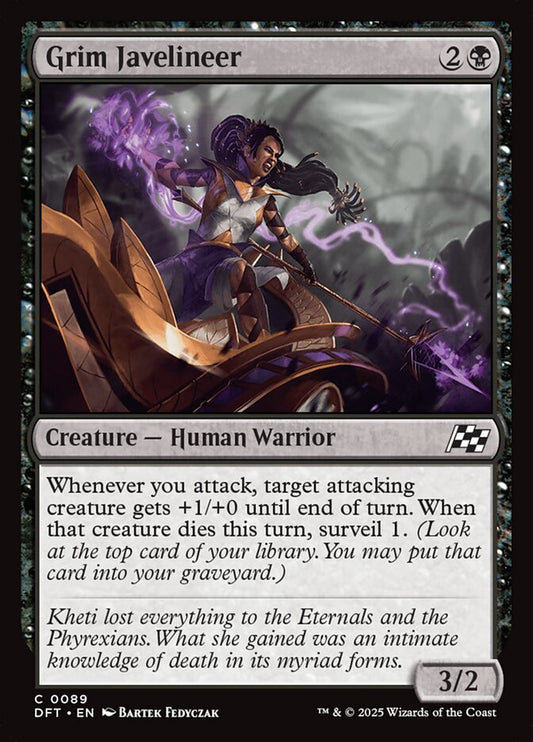 This Is An Image Of The Magic The Gathering Card Grim Javelineer From The Set Aetherdrift - Designed By Artist Bartek Fedyczak