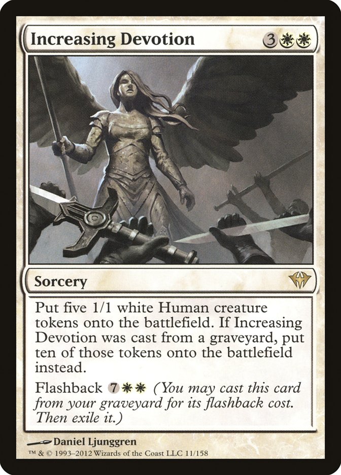 This Is An Image Of The Magic The Gathering Card Increasing Devotion From The Set Commander 2020 - Designed By Artist Daniel Ljunggren