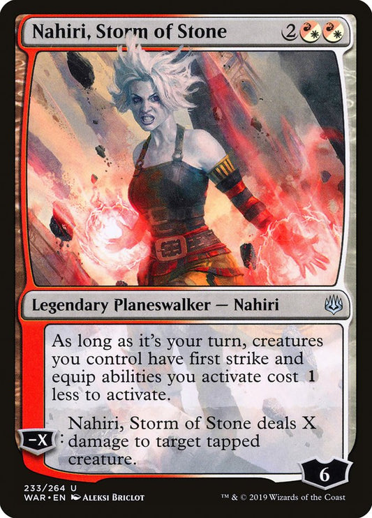 This Is An Image Of The Magic The Gathering Card Nahiri, Storm of Stone From The Set War of the Spark - Designed By Artist Aleksi Briclot