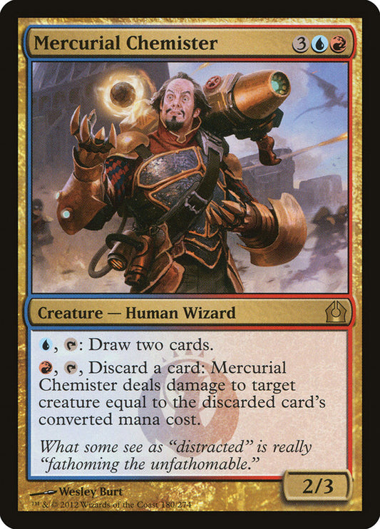 This Is An Image Of The Magic The Gathering Card Mercurial Chemister From The Set Commander 2020 - Designed By Artist Wesley Burt