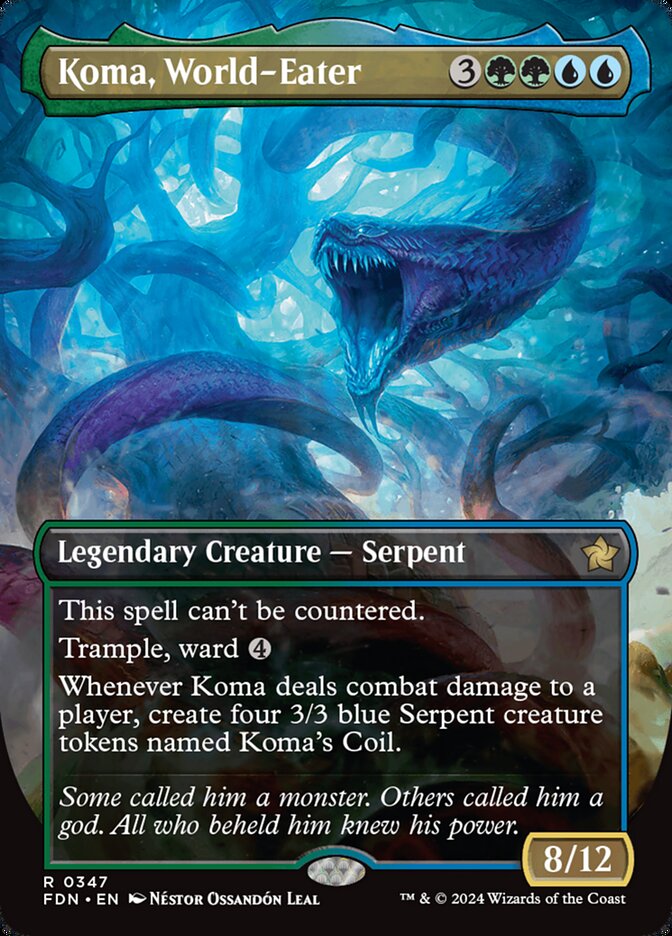 This Is An Image Of The Magic The Gathering Card Koma, World-Eater From The Set Foundations - Designed By Artist Mark Zug