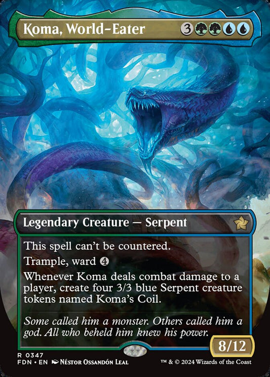 This Is An Image Of The Magic The Gathering Card Koma, World-Eater From The Set Foundations - Designed By Artist Mark Zug