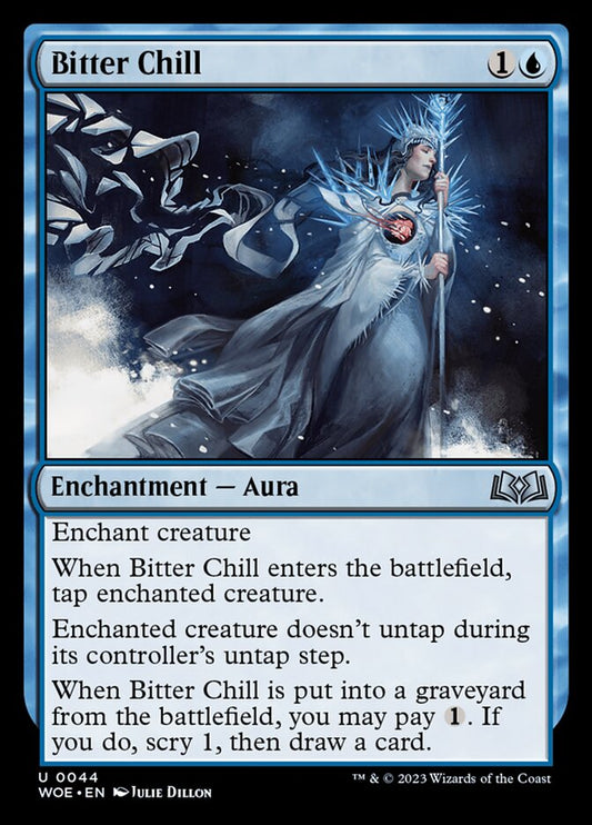 This Is An Image Of The Magic The Gathering Card Bitter Chill From The Set Wilds of Eldraine - Designed By Artist Julie Dillon