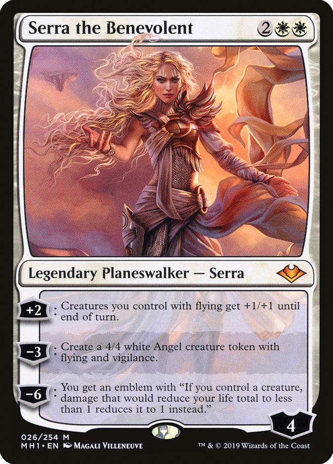 This Is An Image Of The Magic The Gathering Card Serra the Benevolent From The Set Modern Horizons - Designed By Artist Magali Villeneuve