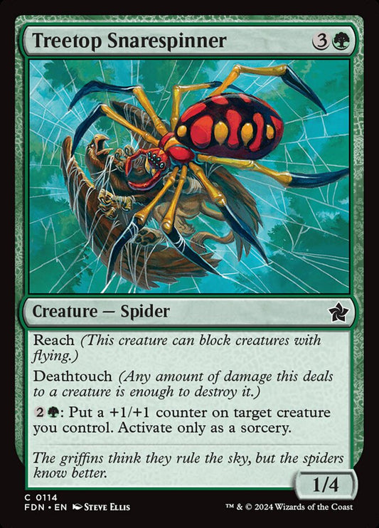 This Is An Image Of The Magic The Gathering Card Treetop Snarespinner From The Set Foundations - Designed By Artist Steve Ellis