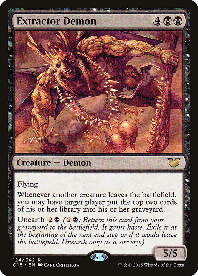 This Is An Image Of The Magic The Gathering Card Extractor Demon From The Set Commander Anthology Volume II - Designed By Artist Carl Critchlow