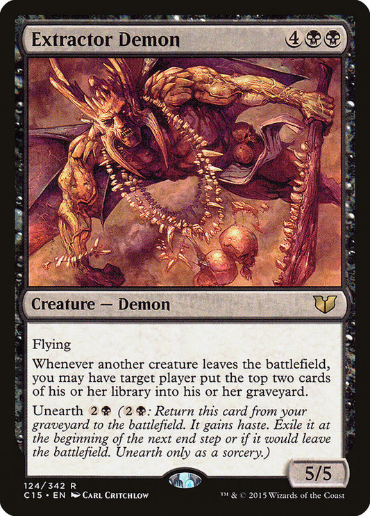 This Is An Image Of The Magic The Gathering Card Extractor Demon From The Set Commander Anthology Volume II - Designed By Artist Carl Critchlow