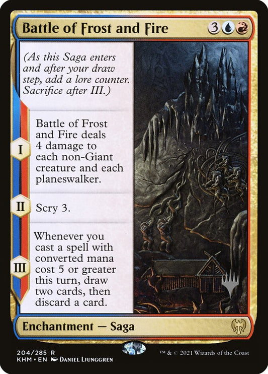 This Is An Image Of The Magic The Gathering Card Battle of Frost and Fire From The Set Kaldheim - Designed By Artist Daniel Ljunggren