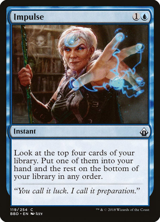 This Is An Image Of The Magic The Gathering Card Impulse From The Set Dominaria Remastered - Designed By Artist Sam Guay