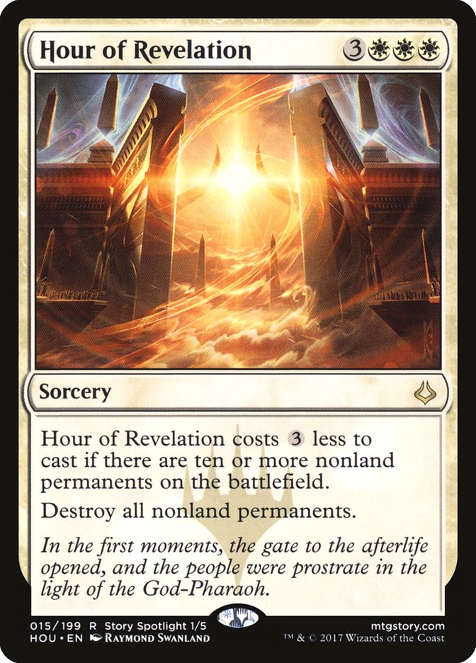 This Is An Image Of The Magic The Gathering Card Hour of Revelation From The Set Zendikar Rising Commander - Designed By Artist Raymond Swanland