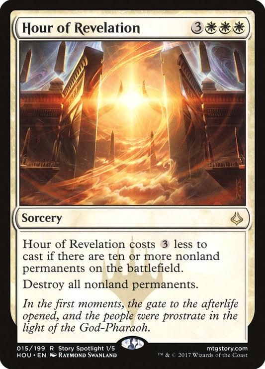 This Is An Image Of The Magic The Gathering Card Hour of Revelation From The Set Zendikar Rising Commander - Designed By Artist Raymond Swanland