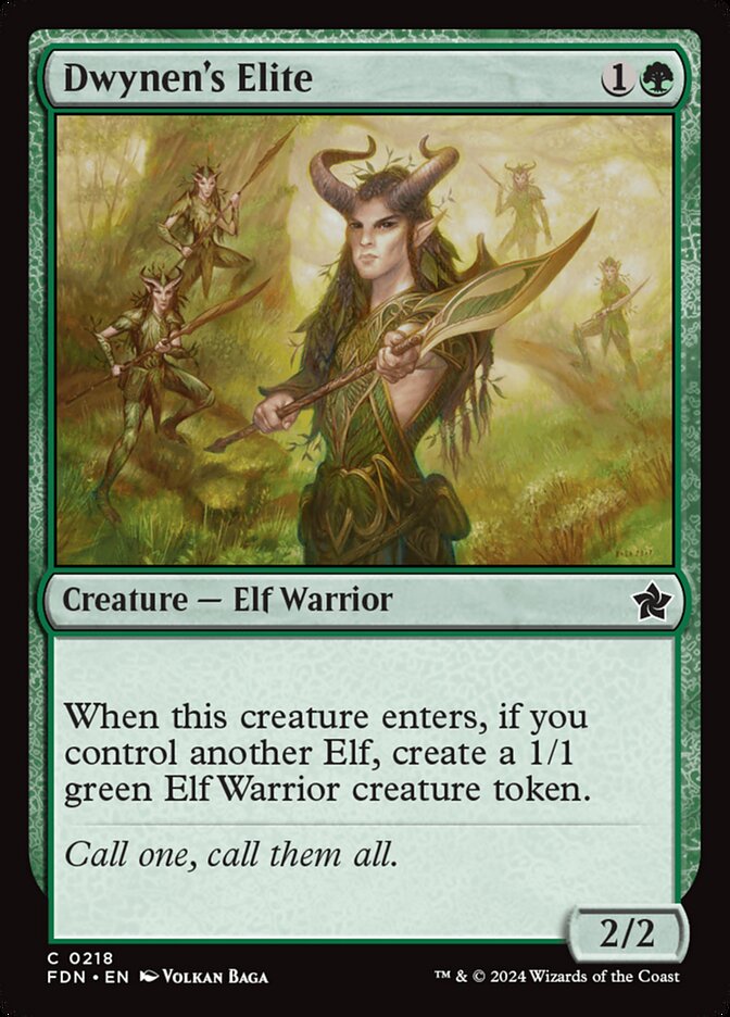This Is An Image Of The Magic The Gathering Card Dwynen's Elite From The Set Foundations - Designed By Artist Volkan Baǵa