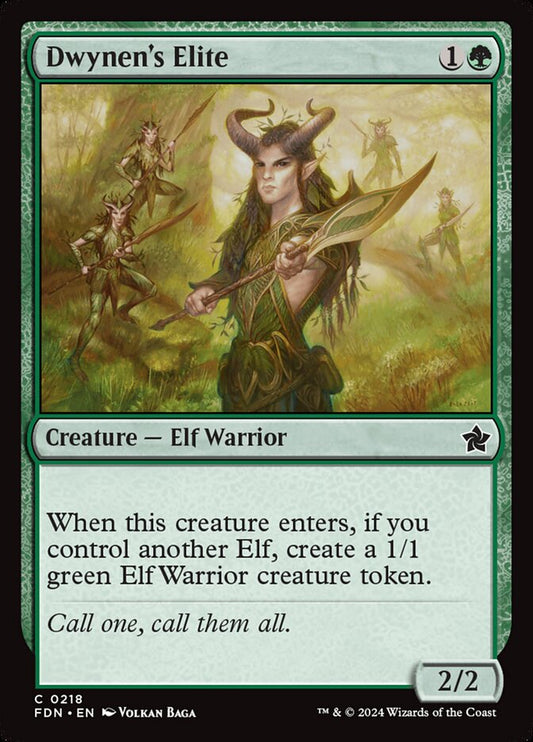 This Is An Image Of The Magic The Gathering Card Dwynen's Elite From The Set Foundations - Designed By Artist Volkan Baǵa