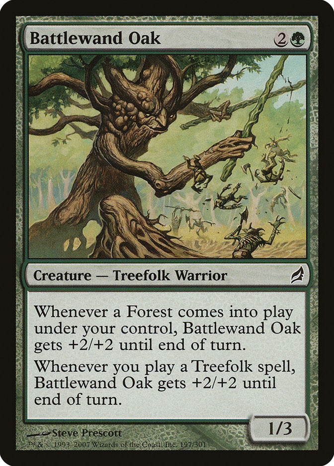 This Is An Image Of The Magic The Gathering Card Battlewand Oak From The Set Lorwyn - Designed By Artist Steve Prescott