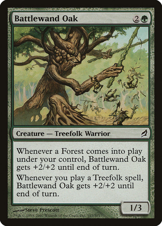This Is An Image Of The Magic The Gathering Card Battlewand Oak From The Set Lorwyn - Designed By Artist Steve Prescott