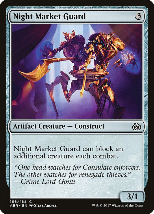 This Is An Image Of The Magic The Gathering Card Night Market Guard From The Set Battlebond - Designed By Artist Steve Argyle